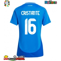 Camisa de Futebol Itália Bryan Cristante #16 Equipamento Principal Mulheres Europeu 2024 Manga Curta